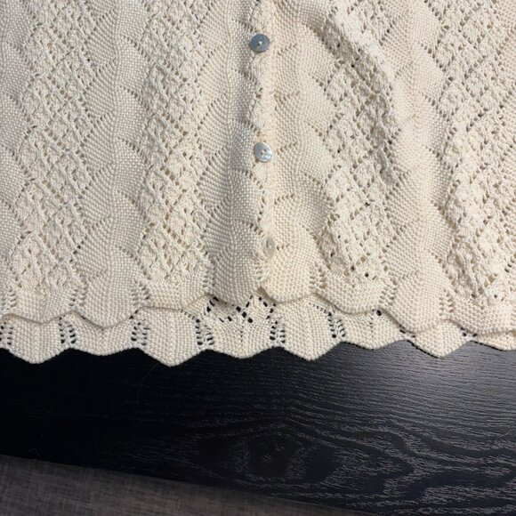 A Sweater Tale Cream Crochet Button Down Sweater XL EUC - Picture 6 of 9